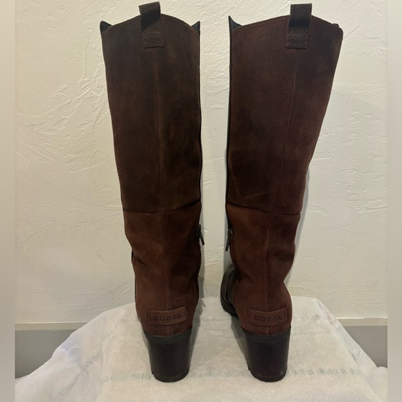 Sorel Cate leather knee-high boot. Block heel, brown, size 8 - Picture 6 of 13